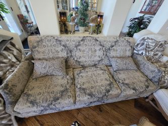 $2k new Three-Seat Sofa with Paisley Accent Pillows
