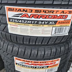225-45-17 !!! ARROYO SPORT A/S !!! $300 LAS 4 LLANTAS MONTADAS Y BALANCEO INCLUIDO 👌 
