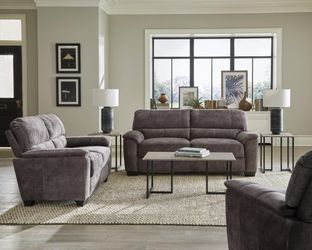 2PC LIVING ROOM SET: SOFA+CHAIR--CHARCOAL GREY