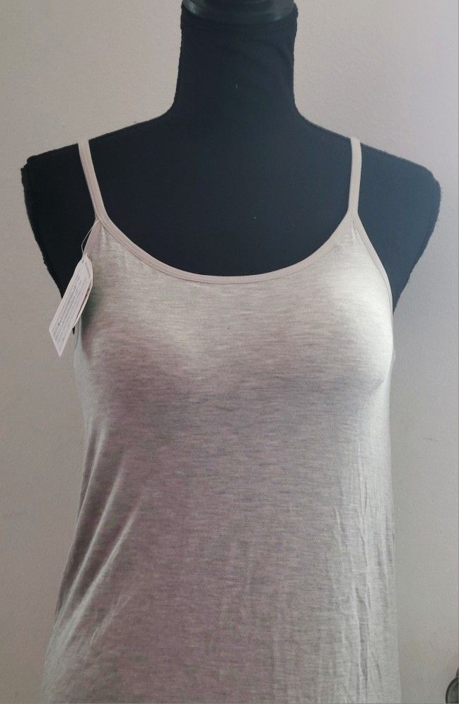 Women Size Large Spagetti Strap Gray Dress With Adjustable Strap & Built In Bra