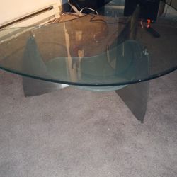 Nike shaped glass coffee table two level