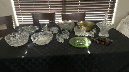 Depression glass and other antique glassware