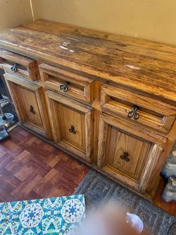 Rustic Wood Sideboard Buffet Cabinet