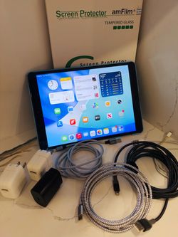 Apple iPad Air 3 256GB Blue Case Smart Cover - Tempered Glass Protector and Fast Chargers