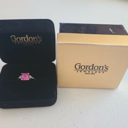 10k White Gold Pink Sapphire Ring