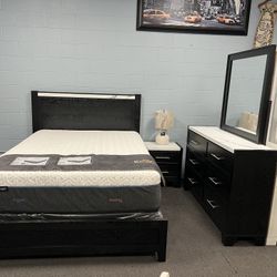 4PC Black Queen Bedroom Set 