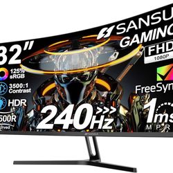 SANSUI 32 Inch Curved 240Hz Gaming Monitor High Refresh Rate