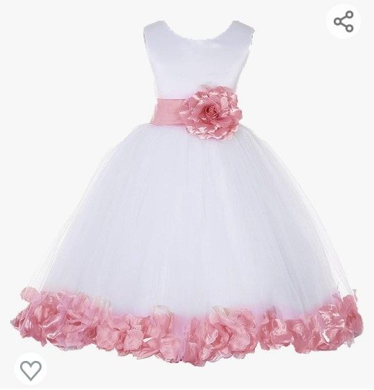 White and Dusty Rose Flower Girl Dress