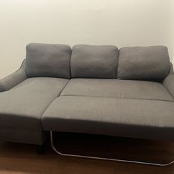 Signature Design by Ashley Jarreau Modern Sectional Sleeper Sofa Couch with Chaise Lounge, Gray