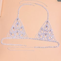 SILVER BLING RHINESTONE LINGERIE SET