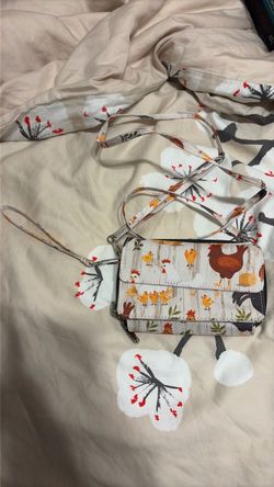 Chicken Print Crossbody Wristlet Wallet