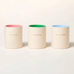 Kate Spade New York X Target Candle Trio 3, Ceramic Jar, Pink Blue Green Cream
