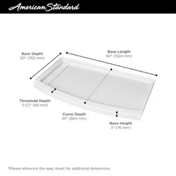 American Standard Ovation Curve 60 in. L x 30 in. W Alcove Shower Pan Base with Left Drain in Arctic White
