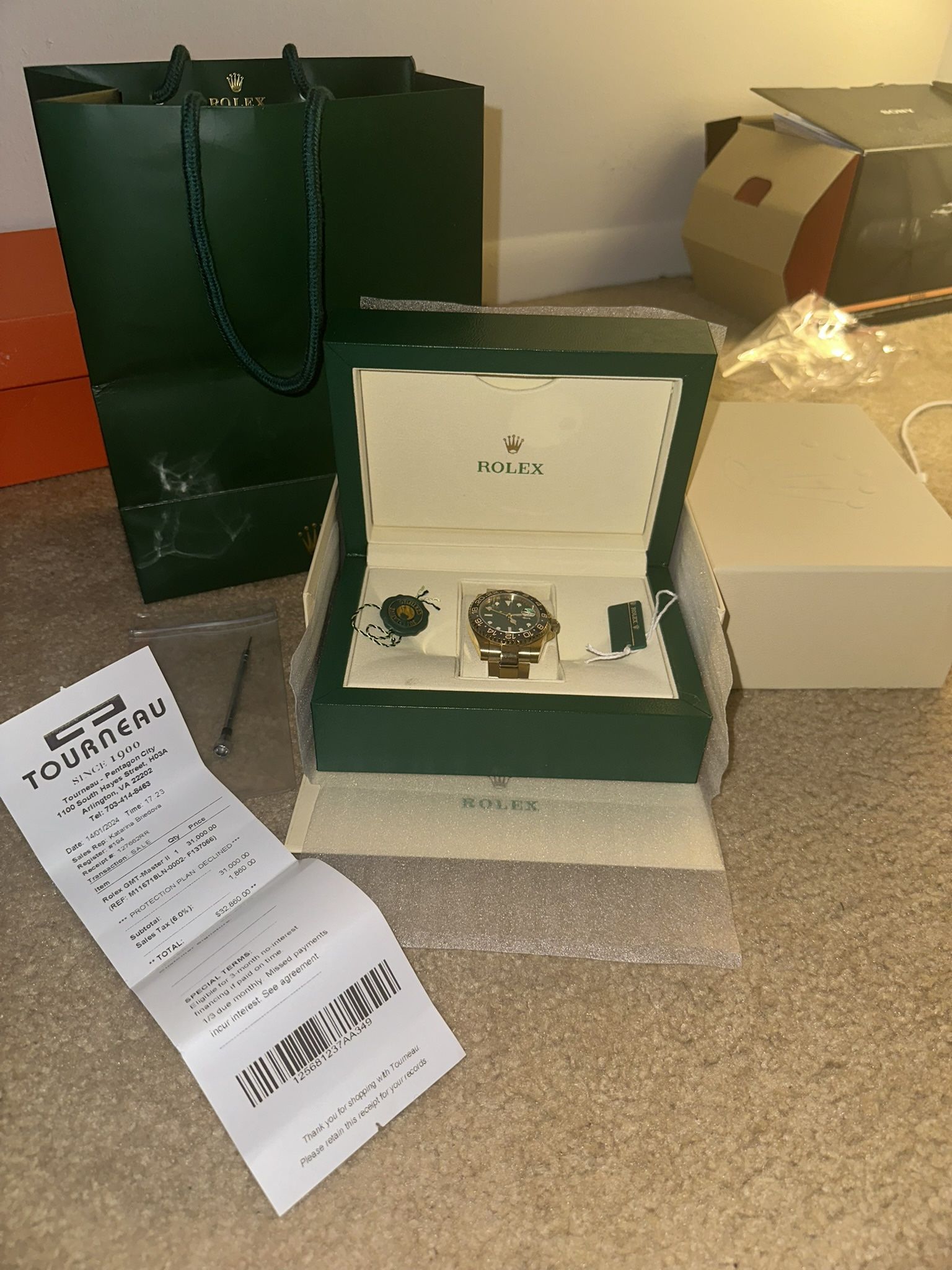 Nice Gold And Green Watch (with Receipts)