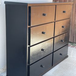 Solid Wood Black 8 Drawer Dresser 