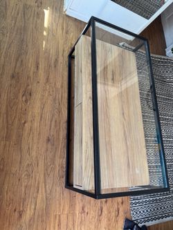 Glass Top Coffee Table with Wood Shelf