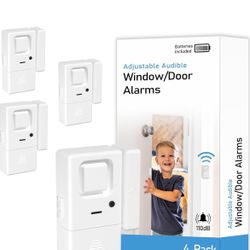  Door Window Alarms - 4 Pack - Adjustable Volume, Chime/Alarm, Wireless, Door Window Alarm Sensor for Home Security, Kids Safety, Door O