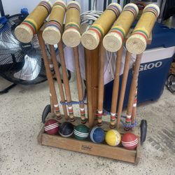VINTAGE FORSTER SKOWHEGAN DELUXE STAND CROQUET SET 6 PLAYER Game Outdoors