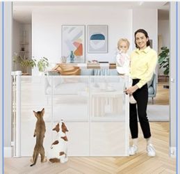 47" Extra Tall Retractable Baby Gates, Extends to 59" Wide, ExtraTall Retractable Safety Gate with Reinforced Strips, Retractable Tall Dog Gates for D