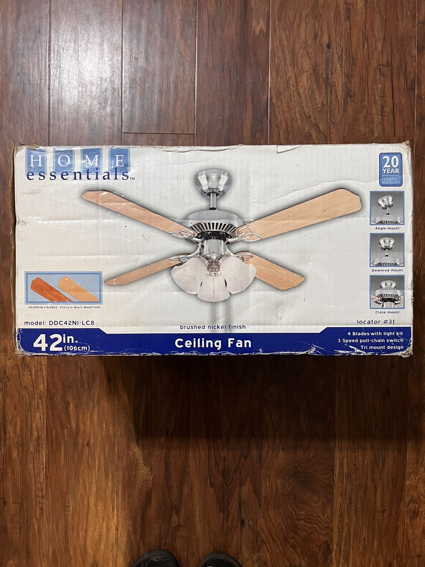 Home Essential 42” Ceiling Fan - New