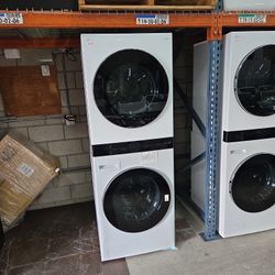 LG Tower Front Load Washer And Gas Dryer White New 