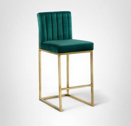 3 Green and Gold Counter Stools