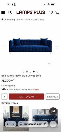 Blue Couch with crystal legs