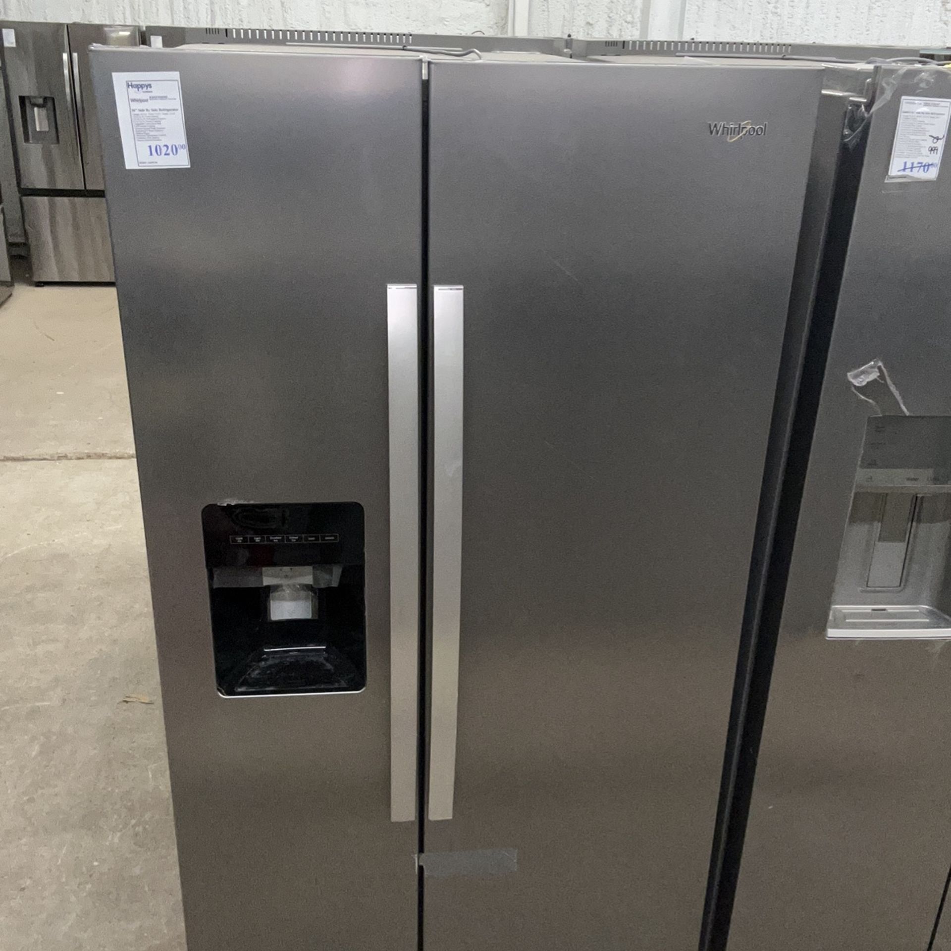 36 Inch Wide Side-By-Side Whirlpool Refrigerator