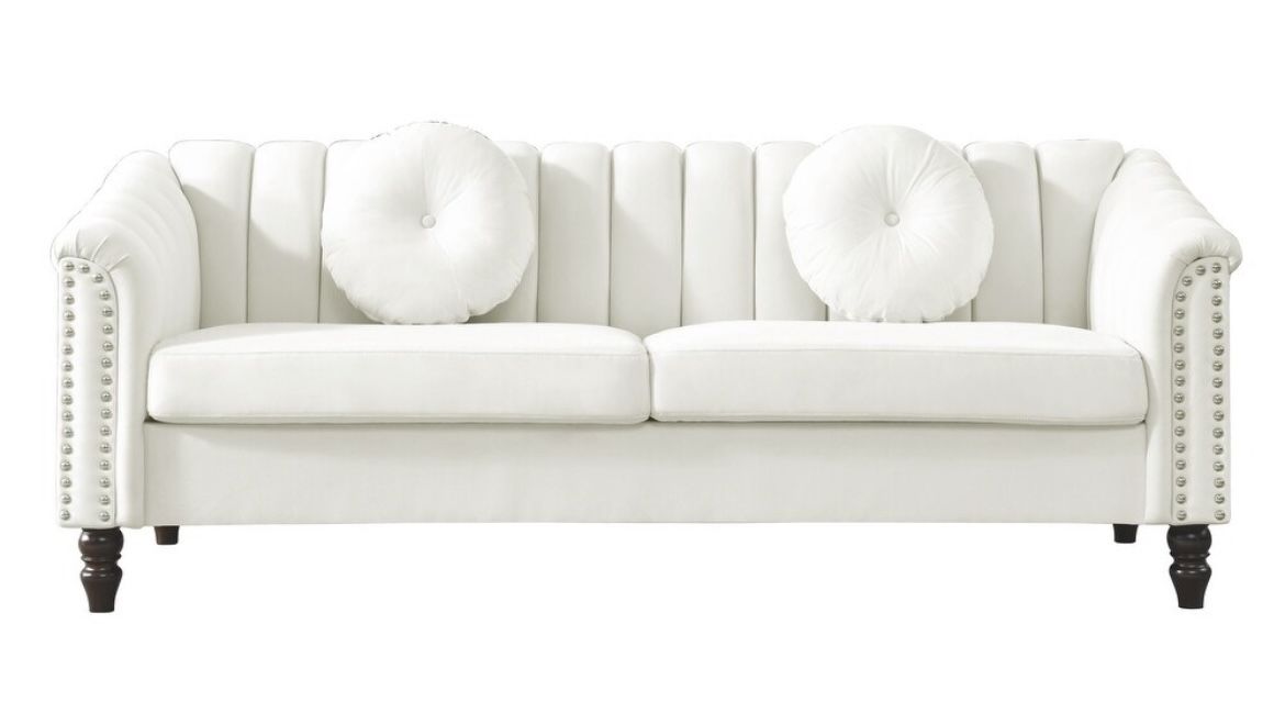 NEW White tufted loveseat couch $300