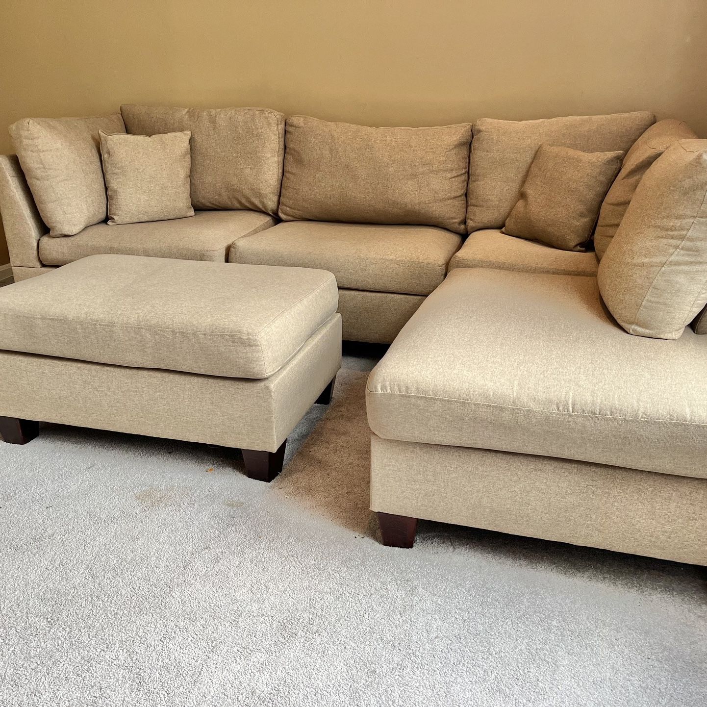 Oatmeal colored wayfair couch with ottoman- Delivery Available