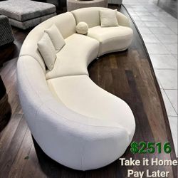 BONITA IVORY BOUCLE 3-PIECE CURVED SECTIONAL