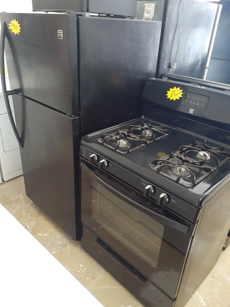 Stove and Fridge All Black Set