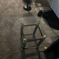 Shelf & Glass Corner Table 