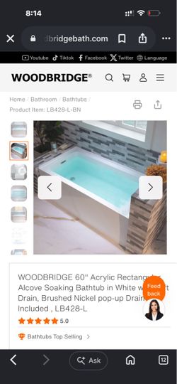 Woodbridge tub lb428-l
