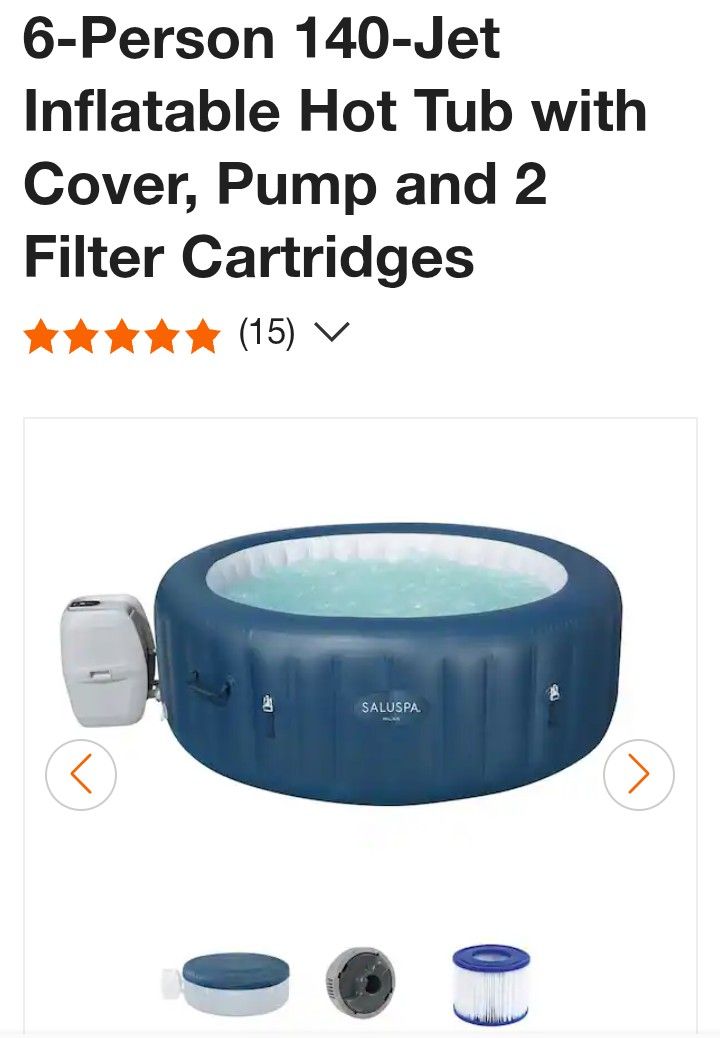 Bestway 6 Person 140 Jet Inflatable Hot Tub With Cover Pump And Two Filter Cartridges That Was Way