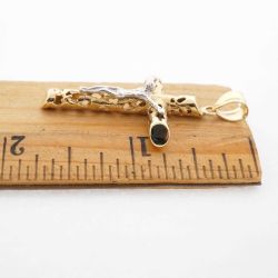 Religious 10K Yellow Gold Cross Crusifix 1.78 Inches Long  #23101