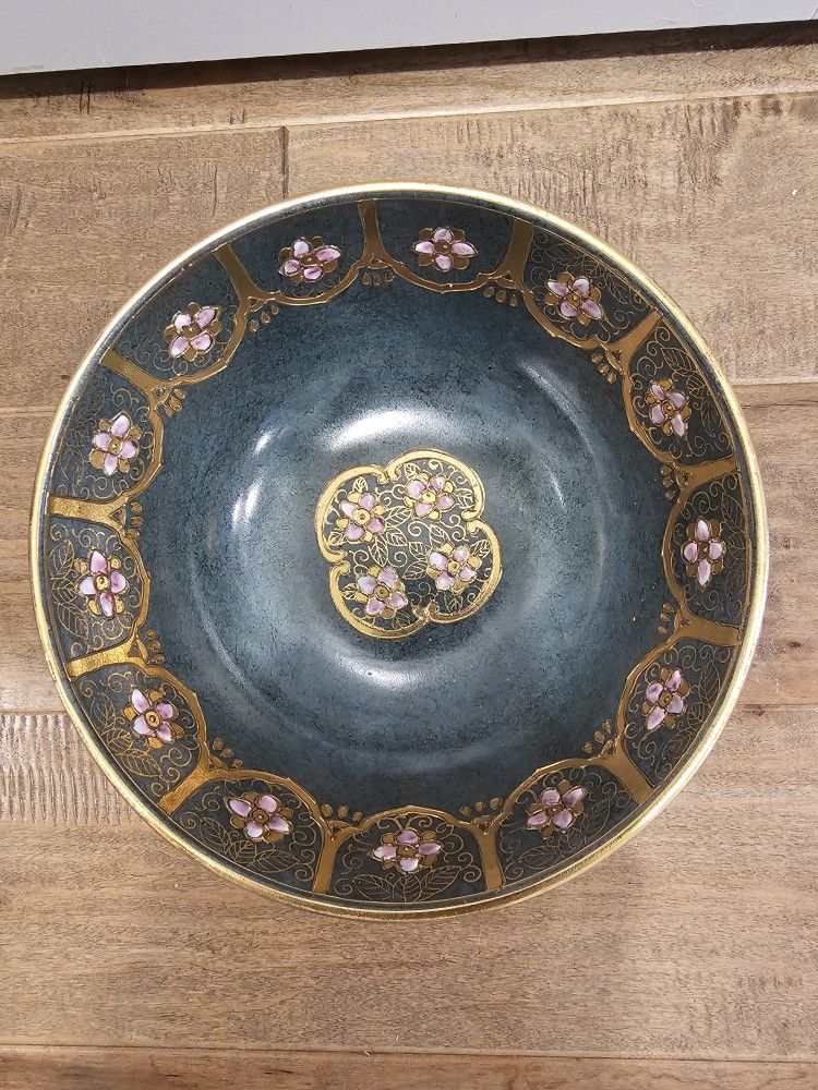 Toyo Asain Cloisonne Bowl W Floral Design 8w X 4h