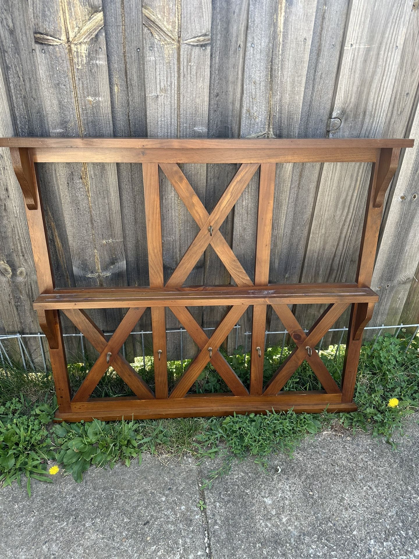 Wooden Mug Hanger With Narrow Shelves Large