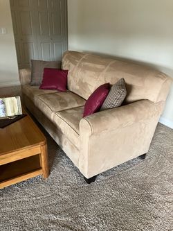Bassett Rolled Arm Microsuede Sofa