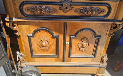 Victorian era walnut side tables marble top