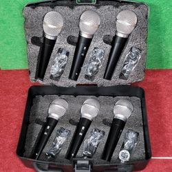 6 Dynamic Microphones Music/Vocals - Hardcase - 6 Clips - Trades Welcome 