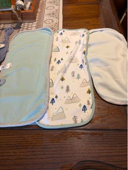 Bibs, Over the shoulder burpees and two  oval bassinet sheets. Bundle price $ 15