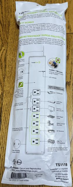 Advanced 7 outlet power strip with premium fireproof surge protection