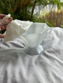 Milk glass Candy dish With Lid 