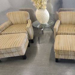 Beautiful Elegant, Upscale, Luxury Pair Of Chairs With Matching Ottoman