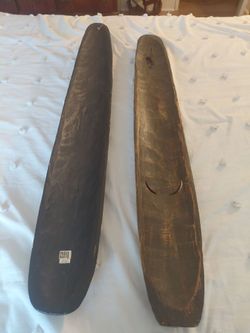 Hand-Carved Wooden Canoe Decorative Pieces Set of 2