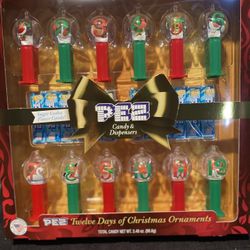 PEZ TWELVE DAYS OF CHRISTMAS ORNAMENTS CANDY AND DISPENSERS