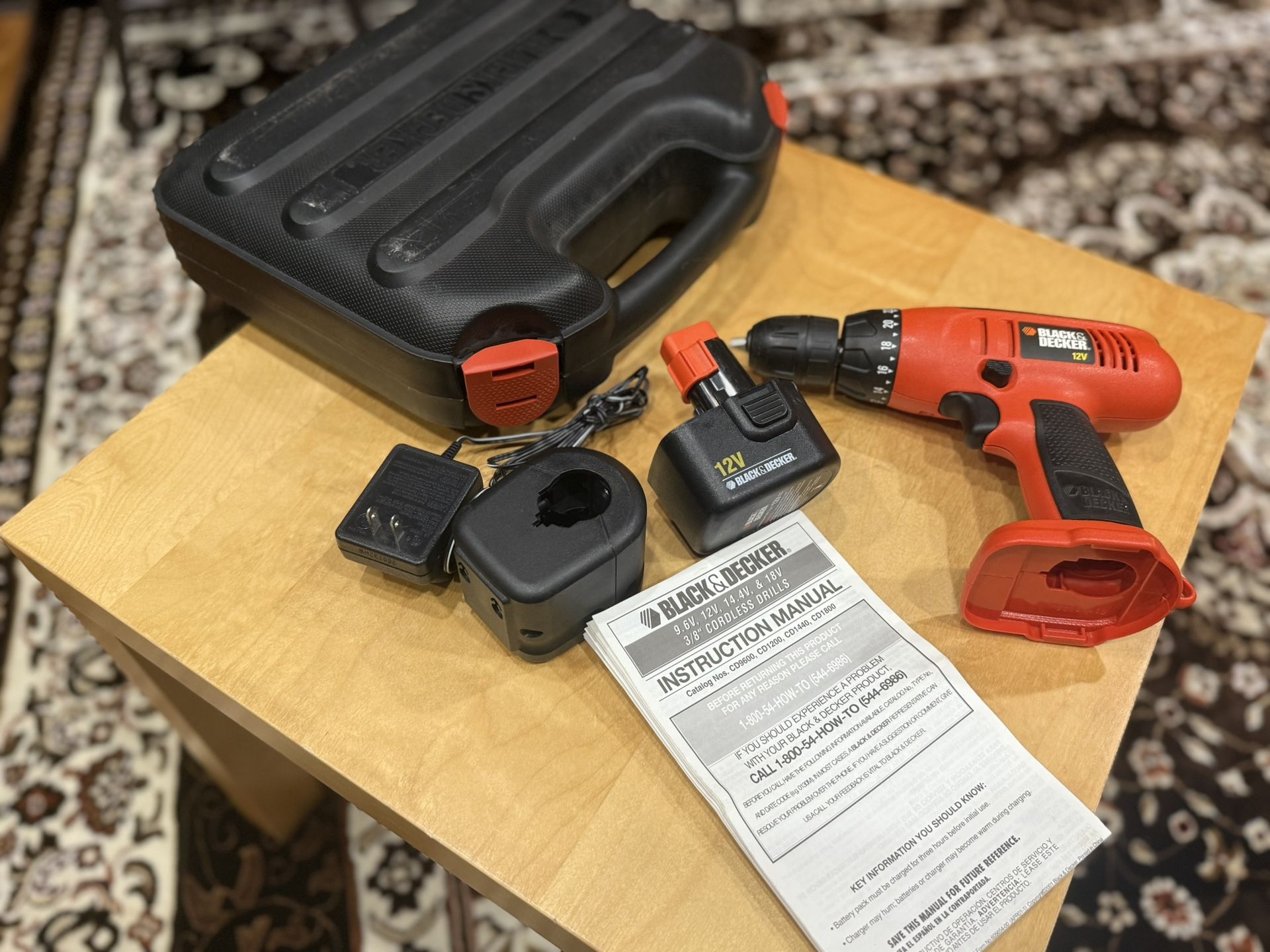 Black & Decker 12V Cordless Drill w/ Case
