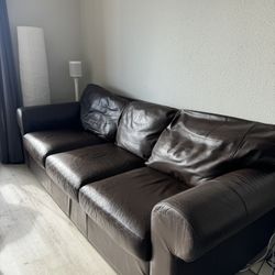 Genuine Brown Leather Sofa