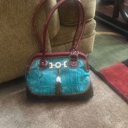 Brand New MC Turquoise / Burgundy Handbag W/ Wallet